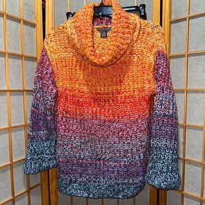 Chelsea & Theodore Vibrant Multicolor Cowl Neck Sweater